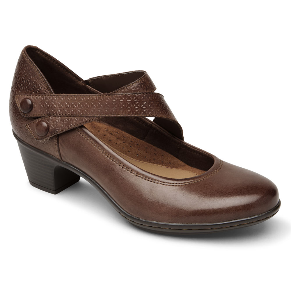 Wedges Rockport Mujer Mexico - Cobb Hill Kailyn Asymmetrical Mary Jane Marrom - OTEKC8937